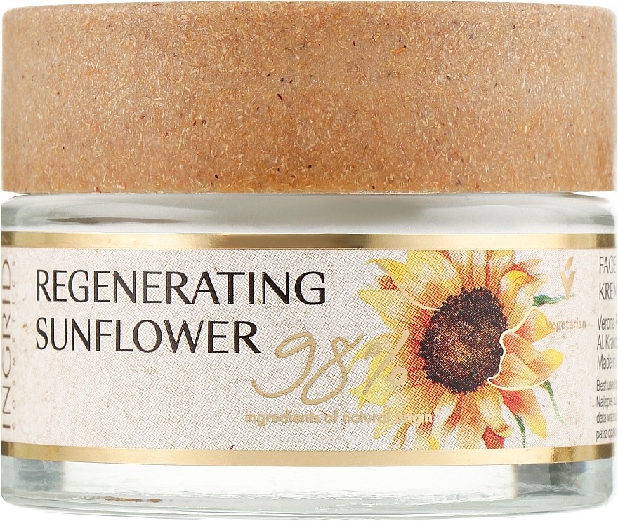 Крем для обличчя з соняхом + жожоба + ши - Ingrid Cosmetics Vegan Regenerating Sunflower