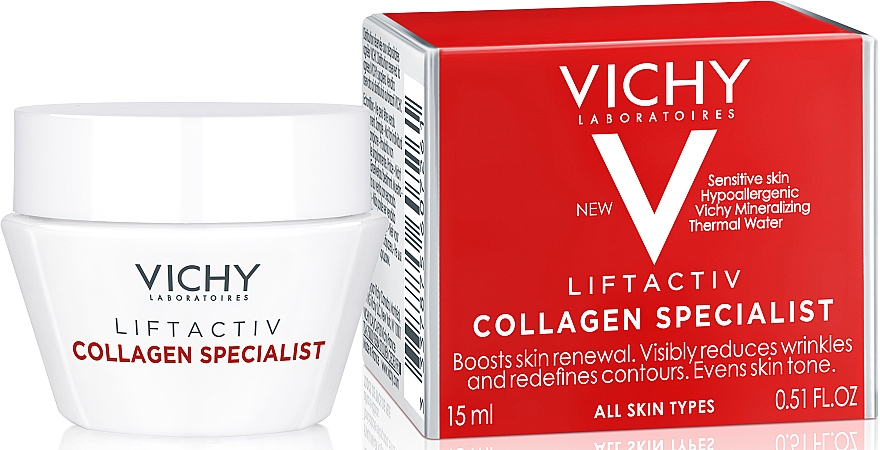 ПОДАРОК! Антивозрастной крем-уход для стимулирования выработки коллагена кожей, для всех типов кожи - Vichy Liftactiv Collagen Specialist (мини) — фото N1