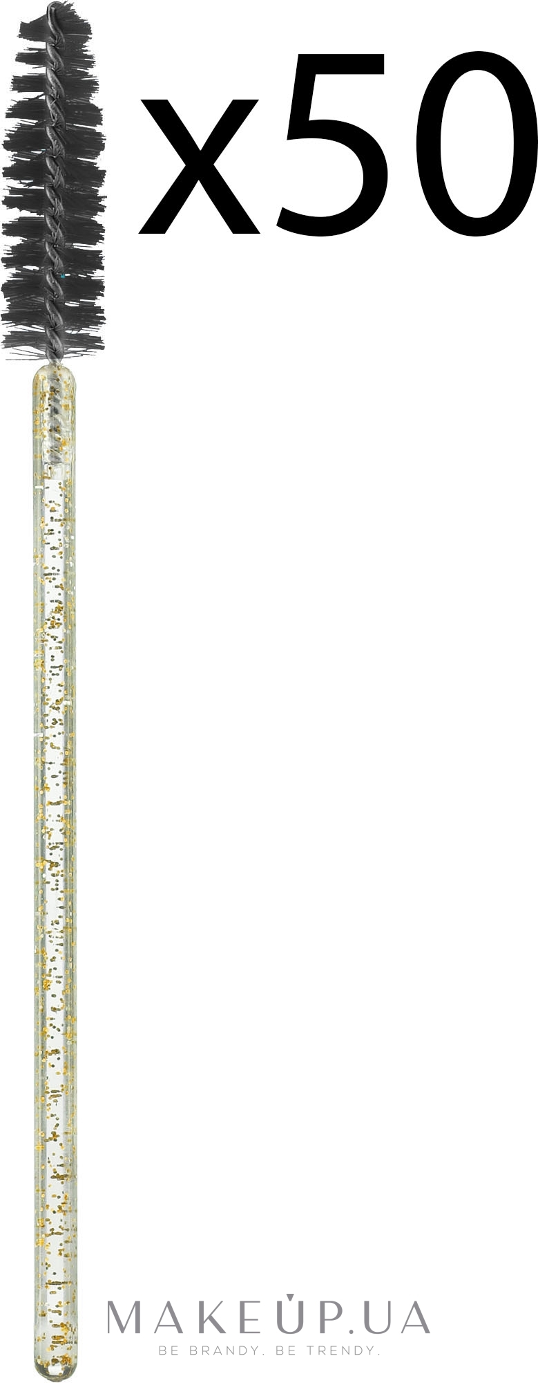 Одноразовые щеточки для ресниц и бровей, прозрачно-желтые, черная щетина - Lewer — фото 50шт