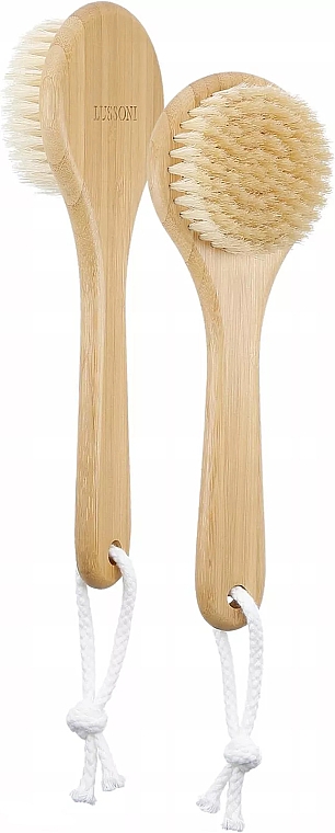 Щетка для тела с длинной ручкой и с ворсом дикого кабана - Lussoni Bamboo Natural Body Brush With Handle — фото N1