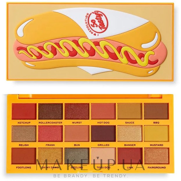 Палетка теней для век, 18 оттенков - I Heart Revolution Tasty Palette — фото Hot Dog