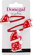 Парфумерія, косметика Набір заколок і резинок "Новорічний", FA-5743, червоні шапочки з зірочками - Donegal