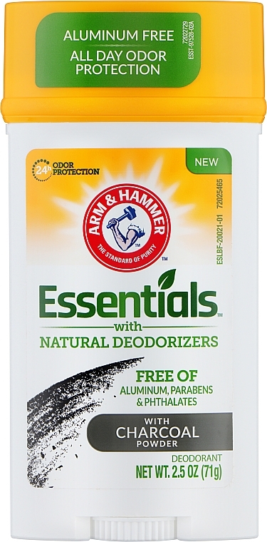 Прозорий дезодорант без металів - Arm&Hammer Essentials Deodorant Natural Deodorizers Charcoal Powder — фото N1