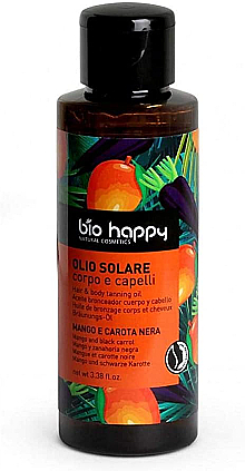 Олія для засмаги "Манго і чорна морква" - Bio Happy Hair & Body Tanning Oil Mango And Black Carrot — фото N1