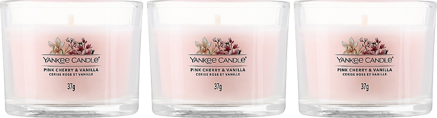 Набор ароматических свечей "Розовая вишня и ваниль" - Yankee Candle Pink Cherry & Vanilla (candle/3x37g) — фото N2