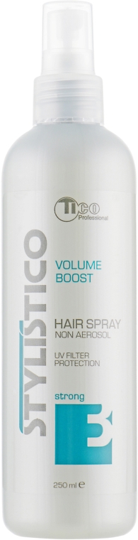 Жидкий лак для волос сильной фиксации - Tico Professional Stylistico Volume Boost Hair Spray — фото N1