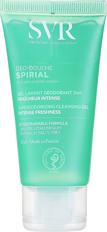 Гель-дезодорант для душа, лица и волос - SVR Spirial Deo-Douche Deodorizing Cleansing Gel (мини) — фото N1