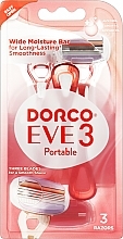 Бритва одноразова для жінок з 3 лезами, 3 шт., блістер - Dorco Eve 3 Portable — фото N1
