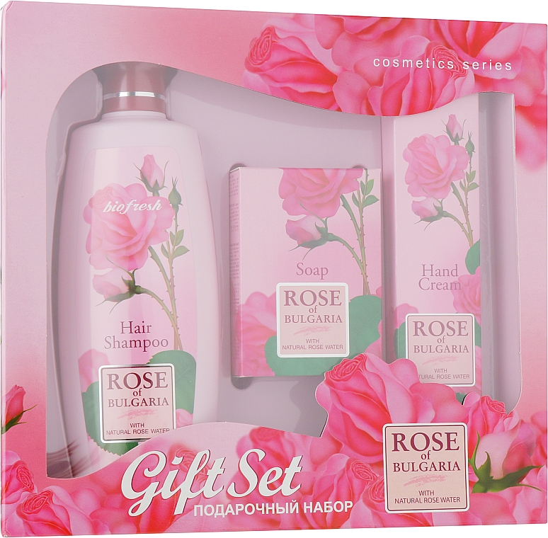 Подарунковий набір №3 - BioFresh Rose of Bulgaria (h/sh/330ml + soap/100g + h/cr/75ml) — фото N1