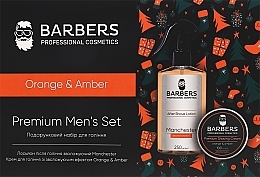 Подарунковий новорічний набір для чоловіків - Barbers Orange & Amber (sh/cr/100ml + aftsh/lot/250ml) — фото N1