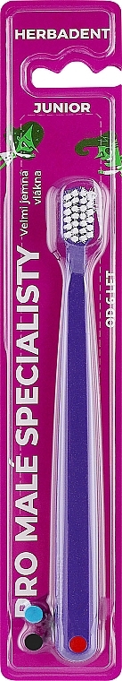 Детская зубная щетка, супер мягкая, от 6 лет, фиолетовая - Herbadent Junior Toothbrush — фото N1