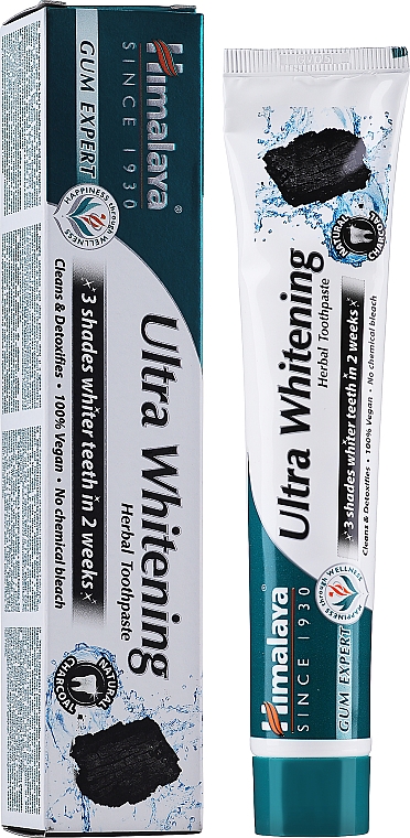 Черная отбеливающая паста с активированным углем - Himalaya Herbals Ultra Whitening Herbal Toothpaste — фото N1
