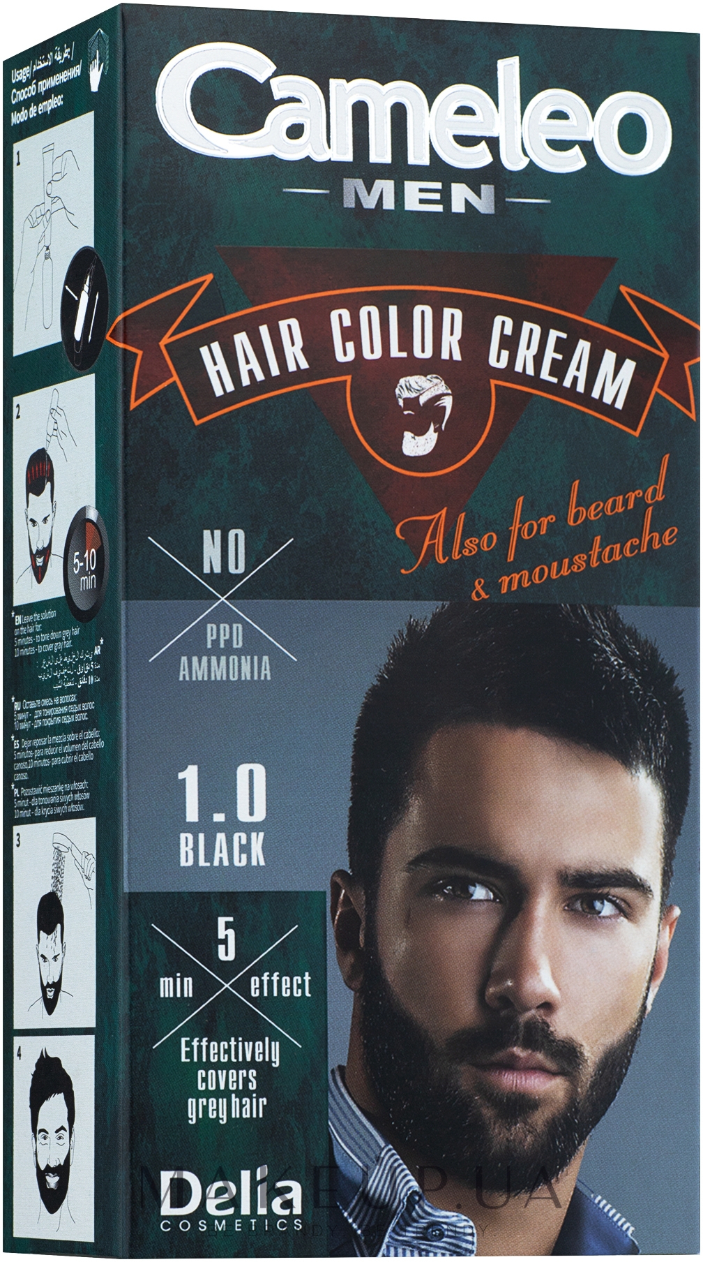 Чоловіча фарба для волосся - Delia Cameleo Men Hair Color Cream — фото 1.0 - Black