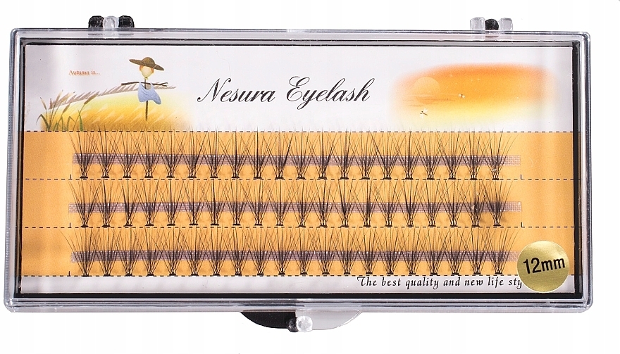 Накладные ресницы пучковые C 12 мм, 60 шт. - Nesura Eyelash Premium — фото N1