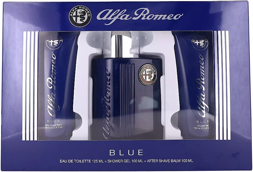 Alfa Romeo Blue - Набор (edt/125ml + sh/gel/100ml + ash/balm/100ml) — фото N1