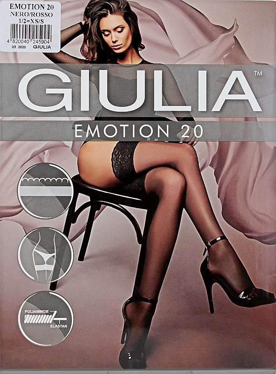 Чулки для женщин "Emotion" 20 Den, nero/rosso - Giulia