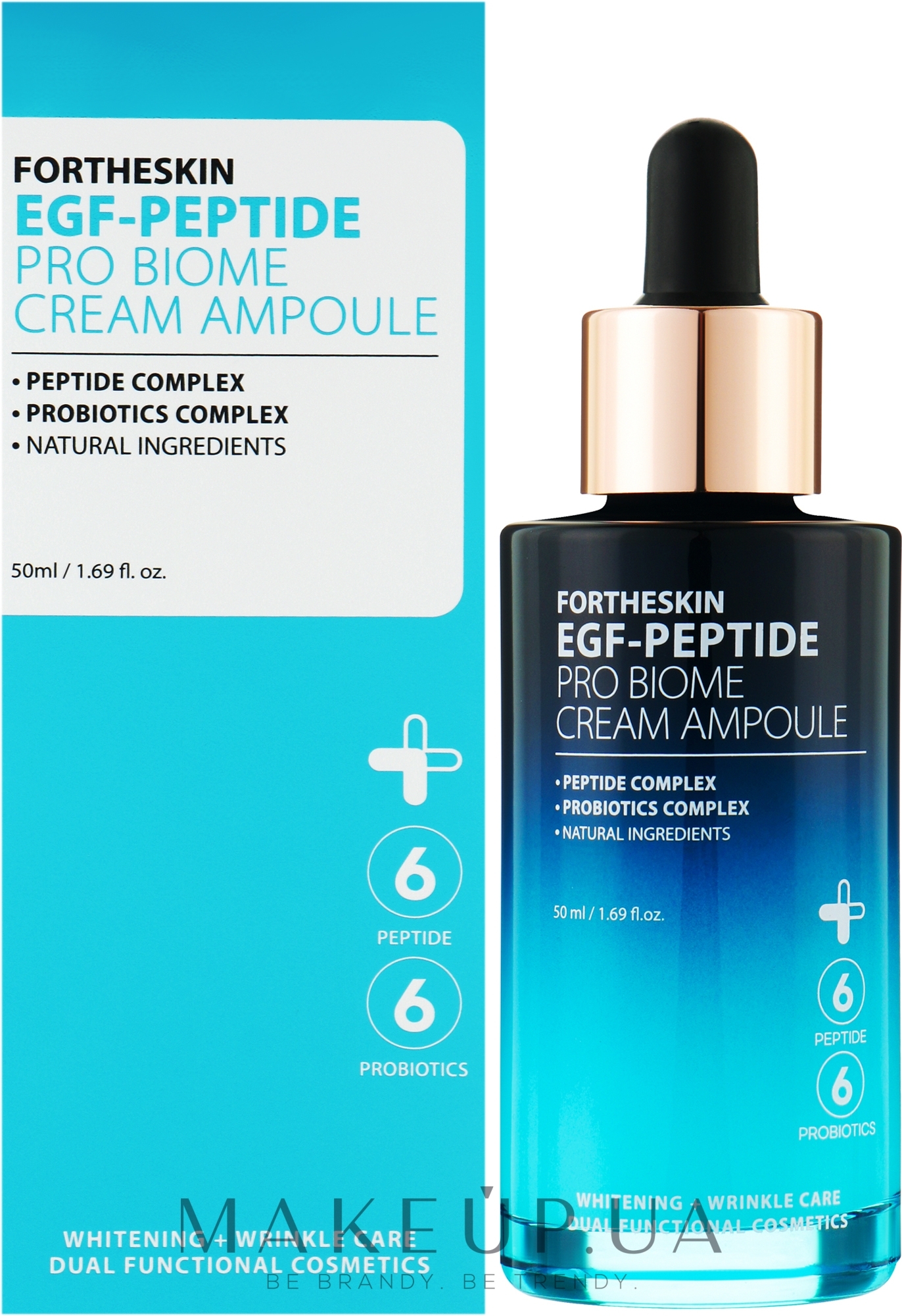 Омолоджувальна пептидна крем-сироватка для обличчя - Fortheskin EGF-Peptide Pro Biome Cream Ampoule — фото 50ml