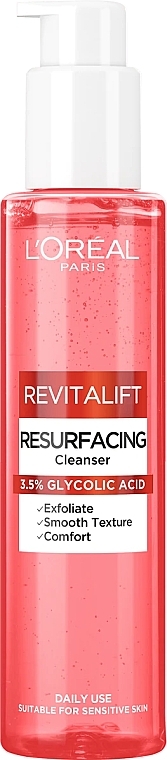 Очищувальний гель для обличчя з 3,5% гліколевою кислотою - L'Oreal Paris Revitalift Resurfacing Cleanser — фото N1