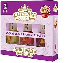 Духи, Парфюмерия, косметика Набор лаков для ногтей - Moyra Kids Effect Nail Polish Cupcake Collection (3x7ml)