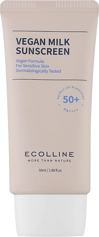 Веганське сонцезахисне молочко для обличчя - Ecolline Vegan Milk Sunscreen 50+ PA++++