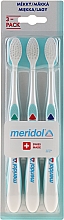 Зубная щетка, мягкая, 3 шт., зеленая+красная+голубая - Meridol Gum Protection Soft Toothbrush — фото N1
