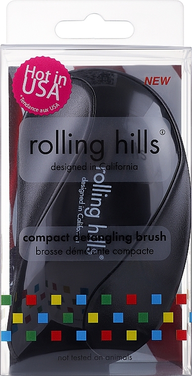 Компактная расческа для волос, черная - Rolling Hills Compact Detangling Brush Black — фото N1