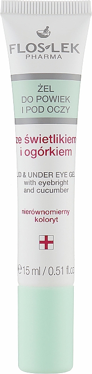 Гель для повік і шкіри навколо очей з очанкою й огірком - Floslek Lid And Under Eye Gel With Eyebright & Cucumber