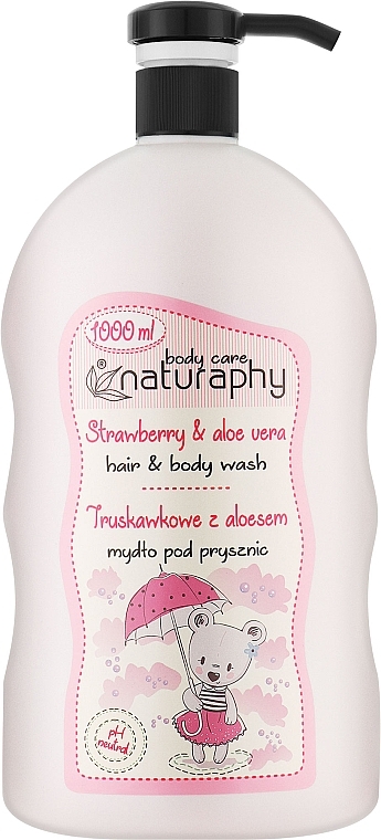 Дитячий шампунь-гель для душу "Полуниця і алое" - Bluxcosmetics Naturaphy Strawberry & Aloe Vera Hair & Body Wash