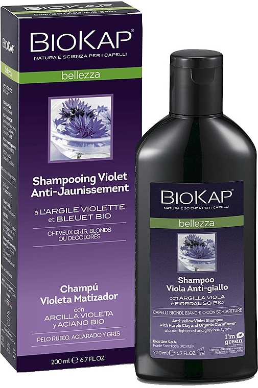 Шампунь проти жовтизни волосся - BiosLine Biokap Violet Anti-Jaune Shampoo — фото N1