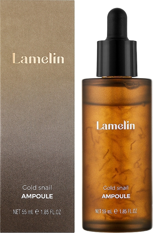 Сыворотка для лица с муцином улитки - Lamelin Gold Snail Ampoule — фото N2