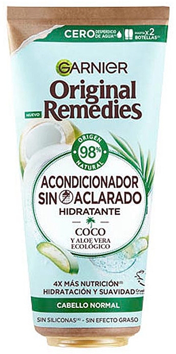 Незмивний кондиціонер "Кокос та алое вера" - Garnier Original Remedies Coconut & Aloe Vera Hydrating No Rinse Conditioner — фото N1