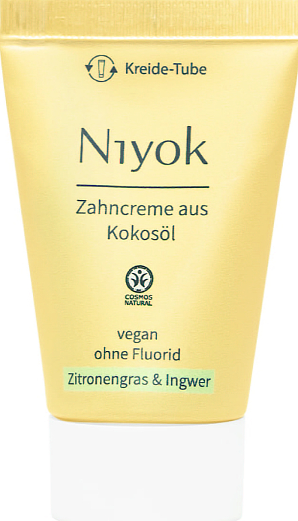 Зубна паста з кокосовою олією "Лемонграс і імбир" - Niyok Organic Coconut Oil Peppermint & Lemon Toothpaste (міні) — фото N1