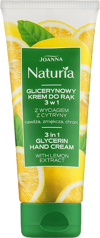 Крем для рук гліцериновий 3в1 з екстрактом лимона - Joanna Naturia 3in1 Glycerin Hand Cream — фото N1