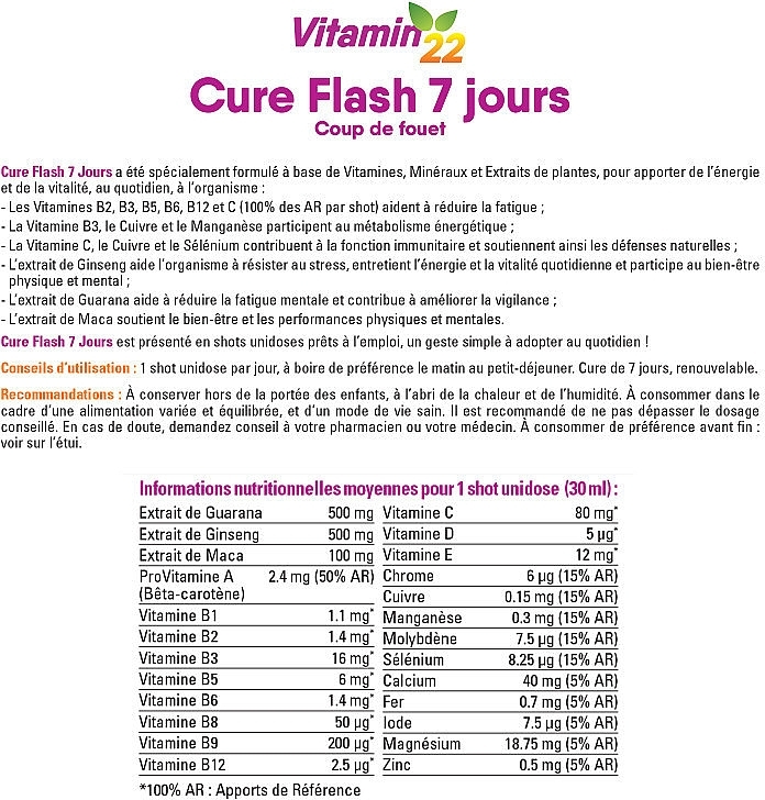 Витаминно-тонизирующий бустер "Молния 7 дней" - Vitamin’22 Booster Cure Flash 7 Jours — фото N2