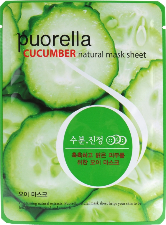Тканевая маска для лица с огурцом - Puorella Cucumber Natural Mask Sheet
