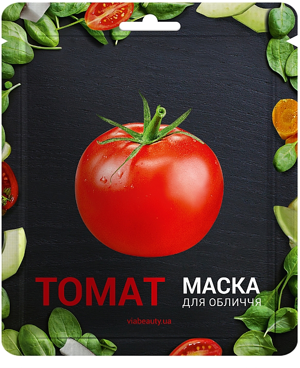 Відбілювальна тканинна маска для обличчя на основі томатів - Via Beauty — фото N1