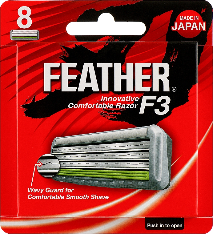 Сменные кассеты с тройным лезвием "F3", 8шт. - Feather F3 Triple Blade 8 Cartridges — фото N1