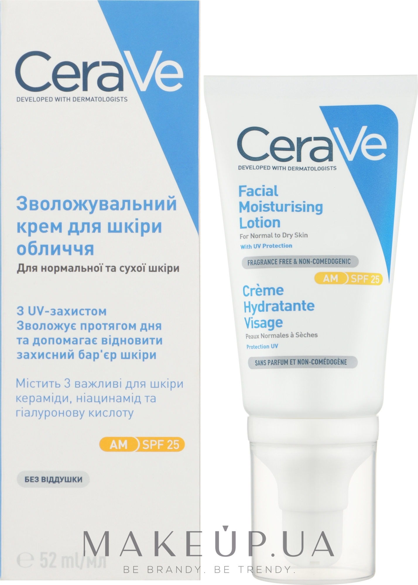 Дневной увлажняющий крем для нормальной и сухой кожи лица - CeraVe Facial Moisturising Cream SPF25 — фото 52ml