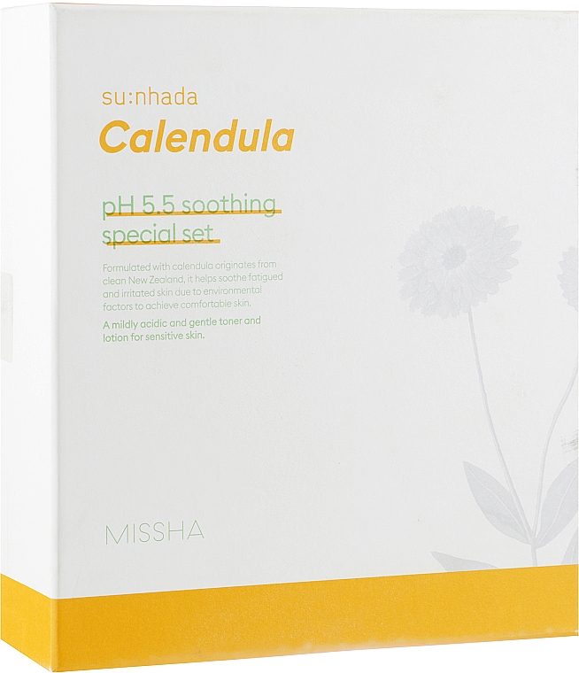 Набор - Missha Su:Nhada Calendula Ph 5.5 Soothing Special Set (lot/145ml + ton/175ml + mini/lot/15ml + mini/ton/15ml) — фото N1