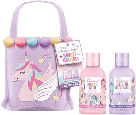 Набор - Baylis & Harding Beauticology Candy Unicorn Beauty Bag Gift Set (sh/cr/100ml + sh/gel/100ml + bag/1pc) — фото N1