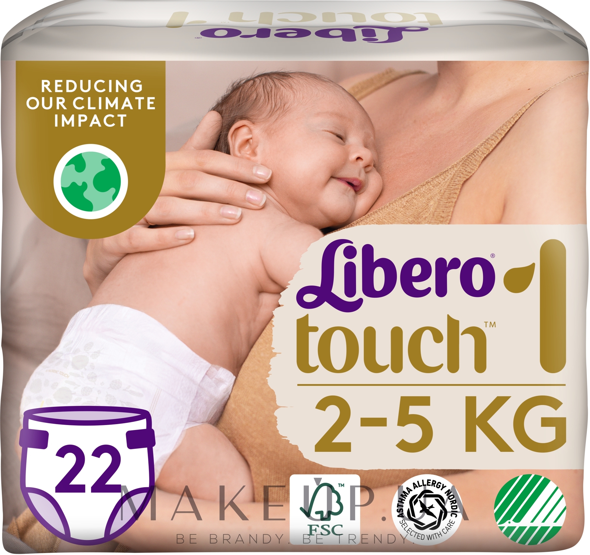 Дышащие детские подгузники Touch 1 (2-5 кг), 22 шт - Libero — фото 22шт