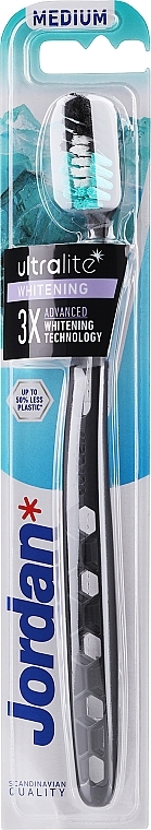 Зубна щітка, середня, чорна - Jordan Ultralite Whitening Medium Toothbrush — фото N1