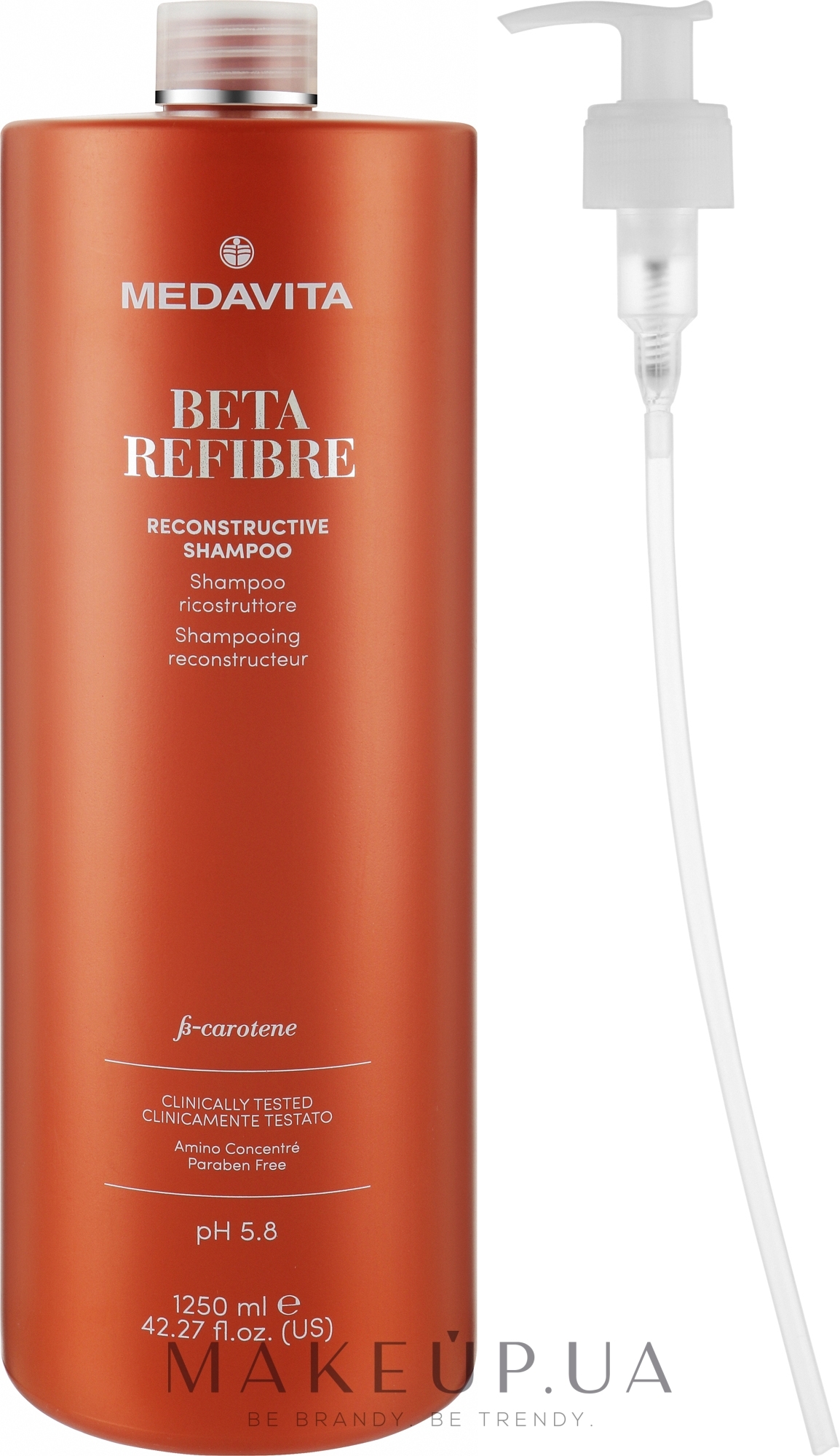 Восстанавливающий шампунь для поврежденных волос - Medavita Beta Refibre Recontructive Shampoo — фото 1250ml