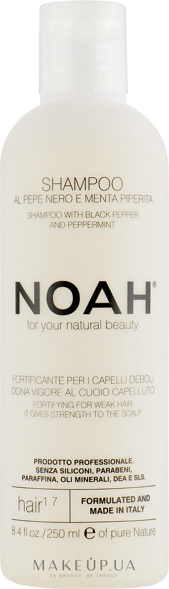 Зміцнювальний шампунь з чорним перцем і м'ятою - Noah — фото 250ml