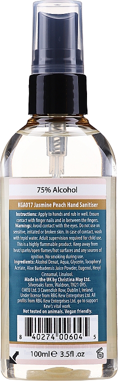 Санитайзер для рук "Жасмин и персик" - Royal Botanic Gardens Kew Jasmine Peach Hand Sanitiser — фото N2