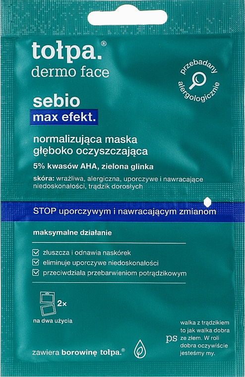 Маска для глибокого очищення - Tolpa Dermo Face Sebio Normalizing Deep Cleansing Mask — фото N1