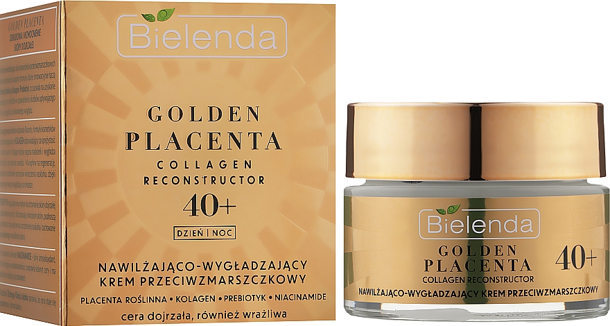 Зволожувальний і розгладжувальний крем проти зморщок 40+ - Bielenda Golden Placenta Collagen Reconstructor — фото N3