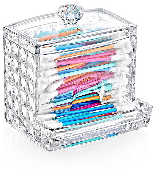 Контейнер під ватні палички "Diamond" 8,8x10,5x6 см, прозорий, пластик - BoxUp — фото N2