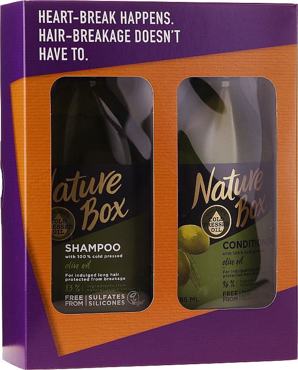 Набор - Nature Box Olive Oil Set (shmp/385ml + cond/385ml) — фото N1