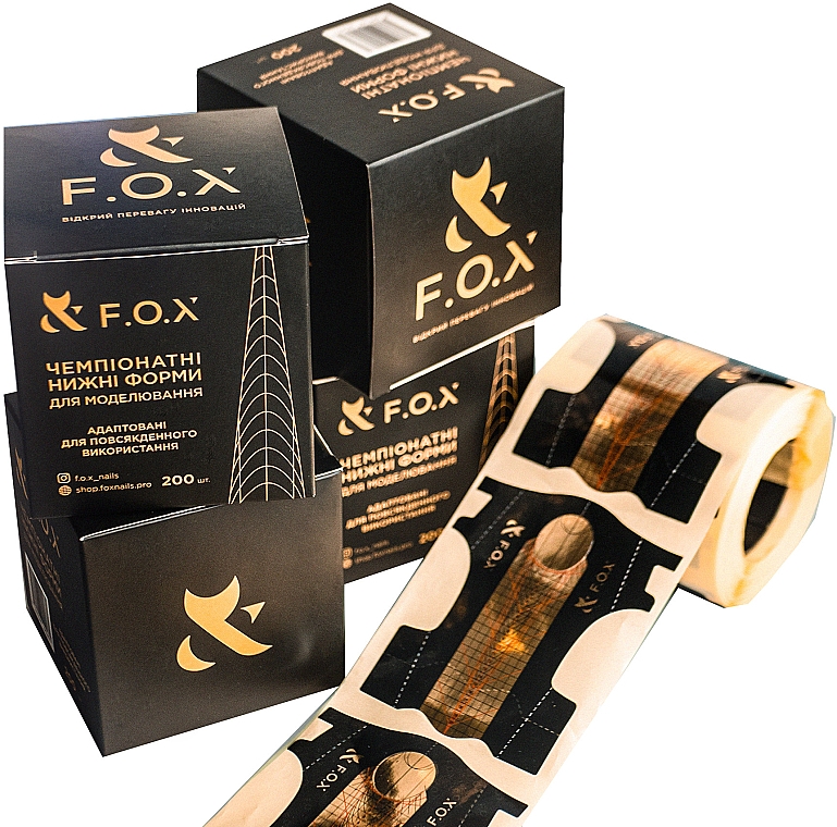 Чемпионатные нижние формы для моделирования, 200 шт. - F.O.X Champ Nail Form  — фото N1